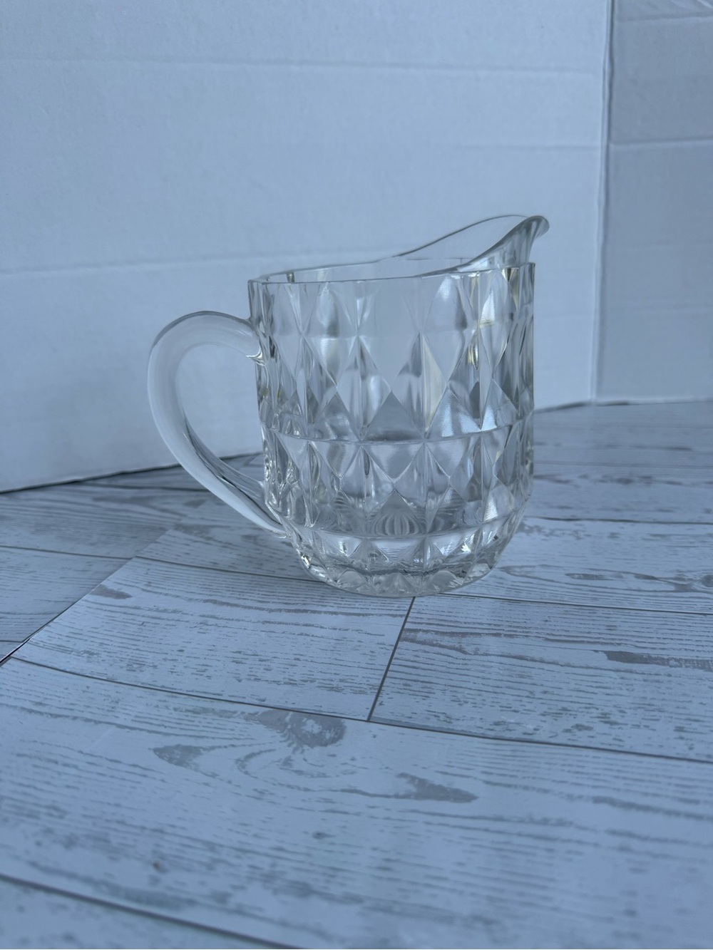 Clear Crystal-Pattern large creamer 16 oz - Home Dining Vintage